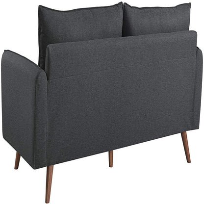 Modern Grey Fabric Upholstered Sofa with Mid-Century Style Wood Legs