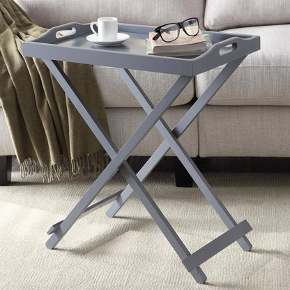 Folding TV Tray Bedside Table Wood Finish – Grey