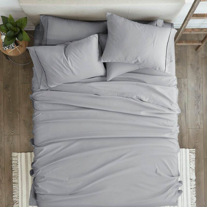 Full size Grey 6 Piece Wrinkle Resistant Microfiber Polyester Sheet Set — Chic Home-Decor