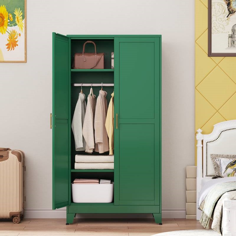 Green Metal Multifunctional Storage Armoire Wardrobe Closet