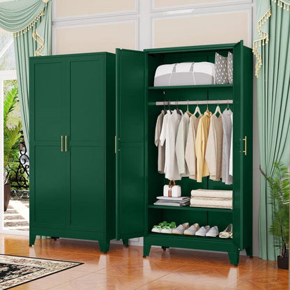 Green Metal Multifunctional Storage Armoire Wardrobe Closet