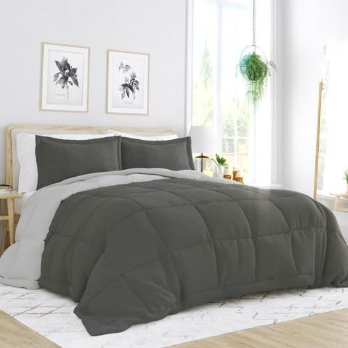 Twin/Twin XL 2-Piece Microfiber Reversible Comforter Set Grey / Light Grey — Chic Home-Decor