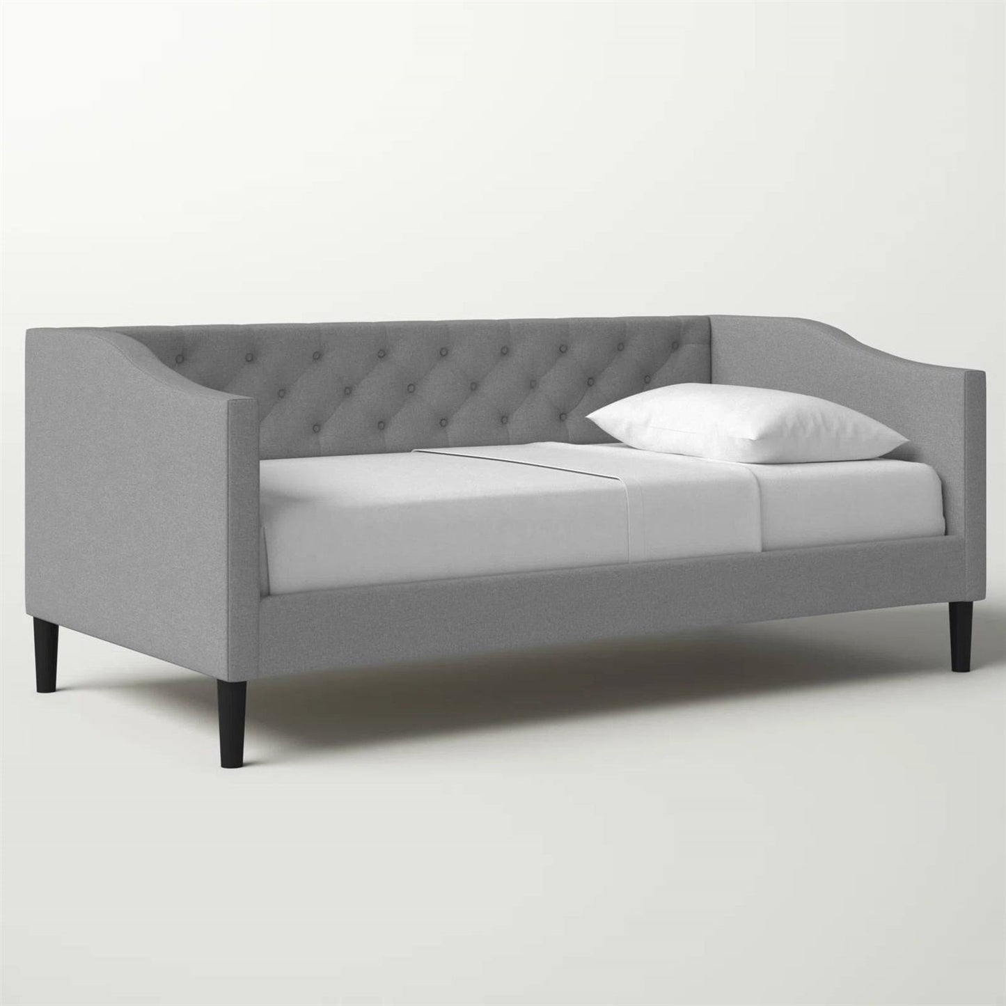Twin size Modern Grey Fabric Upholstered Button-Tufted Daybed — Chic Home-Decor