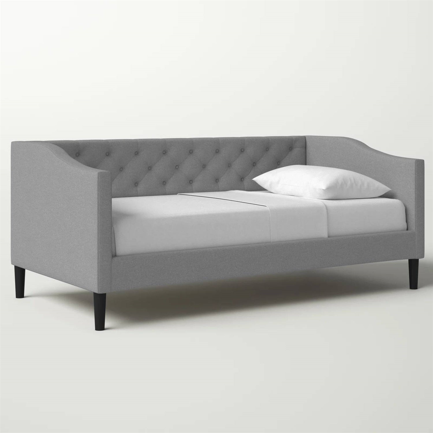 Twin size Modern Grey Fabric Upholstered Button-Tufted Daybed — Chic Home-Decor