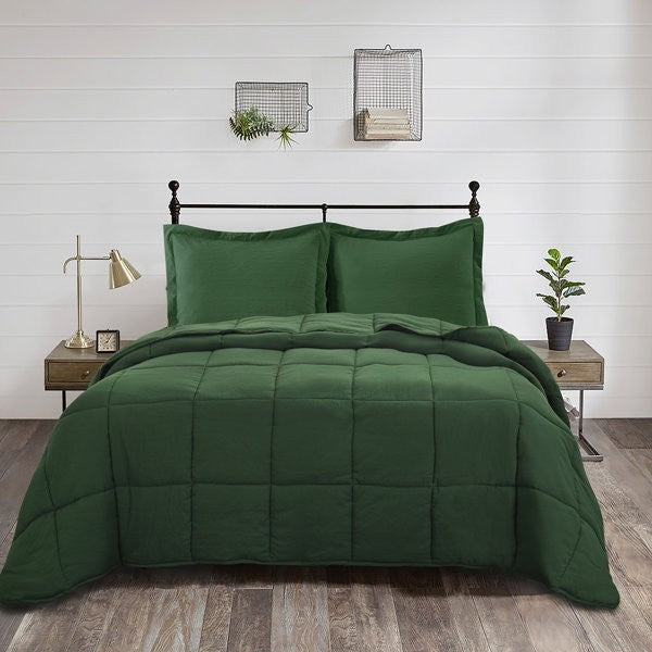 Queen Size Green 3 Piece Microfiber Reversible Comforter Set — Chic Home-Decor