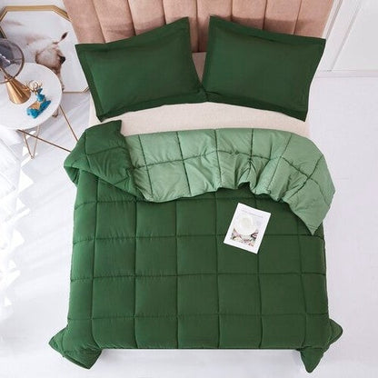 Traditional Microfiber Reversible 3 Piece Comforter Set – Green
