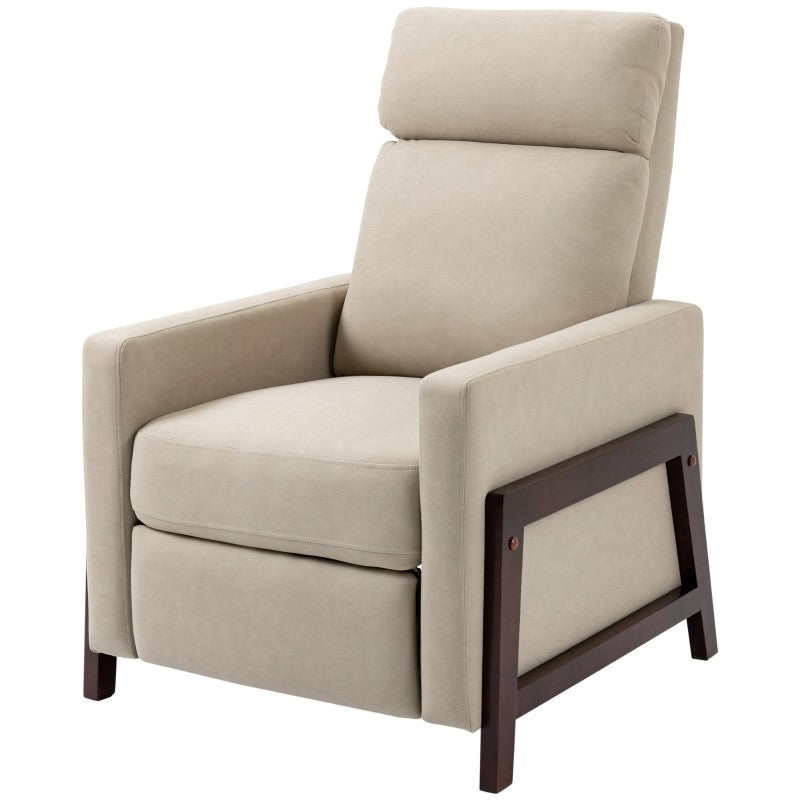 Modern Upholstered Manual Reclining Sofa Chair w/ Armrest and Footrest Grey — Chic Home-Decor