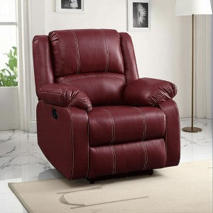 Zuru Motion Manual Rocker Recliner Chair, Plush Brown Faux Leather