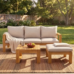 Fred Outdoor Rocking Chair, Slatted Back Design, Brown Acacia Wood