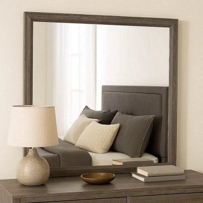 Dresser Mirror, Foil Gray Solid Wood, 35x39 Broad Frame Design