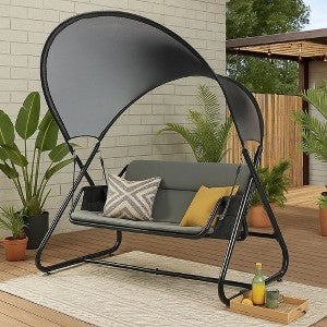 28 Inch Swing Chair, Breathable Mesh Shade, Sturdy Steel Frame, Black