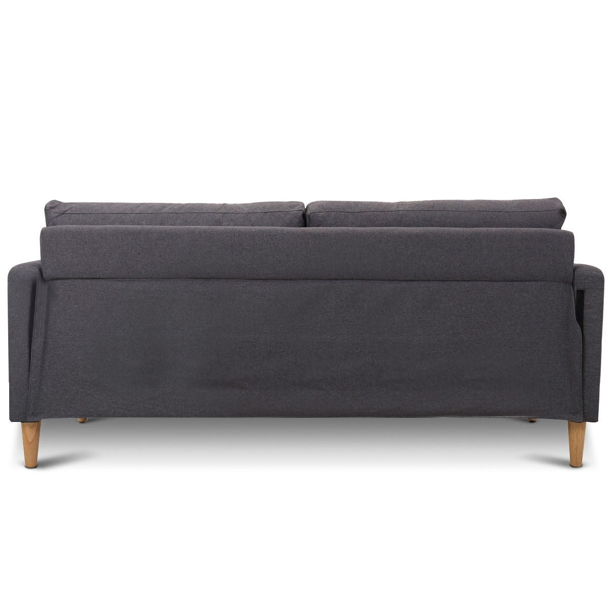 Modern Mid-Century Style Grey Fabric Sofa with Wood Legs
