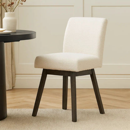 Ghy 25 Inch Swivel Counter Chair Set of 2, White Textured Upholstery, Brown