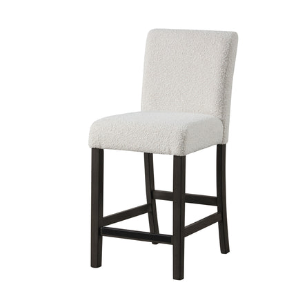 Ghy Counter Height Chair Set of 2, Gray Fabric, Solid Acacia Wood
