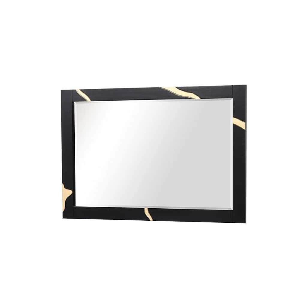 Goldie Dresser Mirror, Beveled Glass, Gold and Black Solid Wood, 35x52