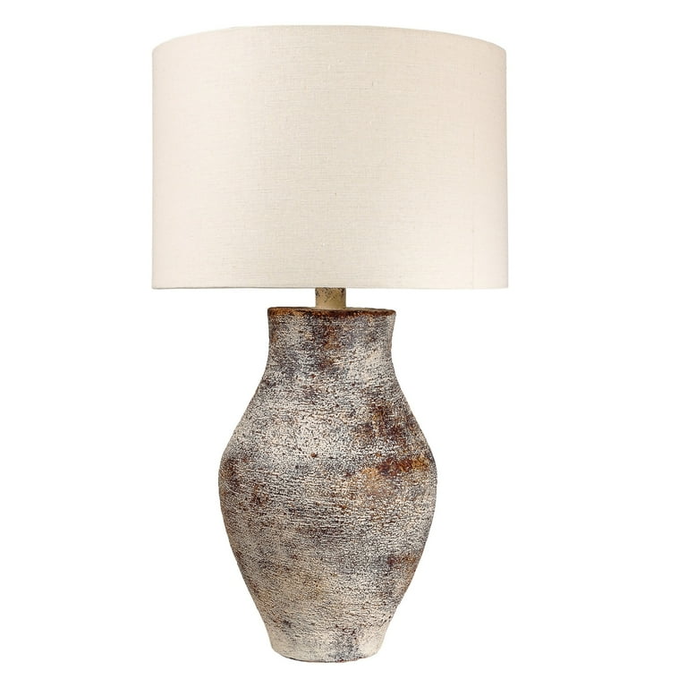 Gov 27 Inch Table Lamp, Beige Drum Shade, Vase Shaped Body, Painted Surface
