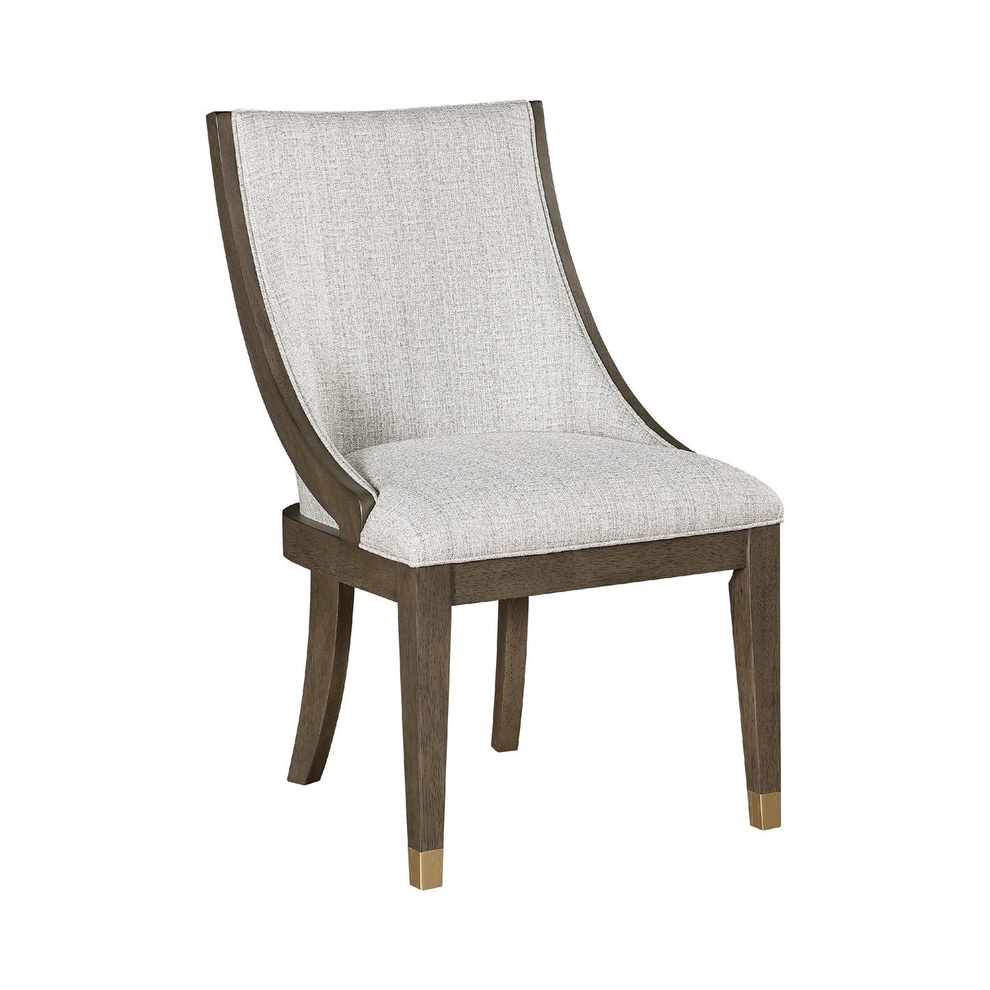 Greta Armchair Set of 2, Semi Deconstructed Gold Metal, Beige Fabric