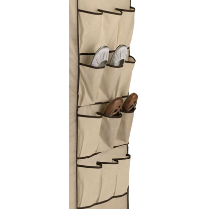 Tan 27-inch Portable Storage Closet Wardrobe with Shoe Organizer