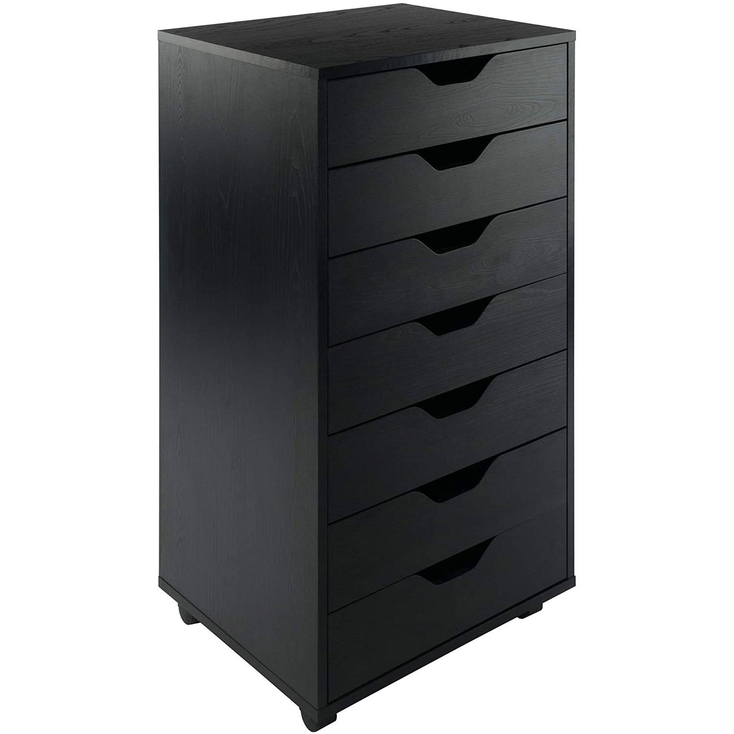 Modern Scandinavian Style 7-Drawer Storage Cabinet Chest in Black Finish — Chic Home-Decor