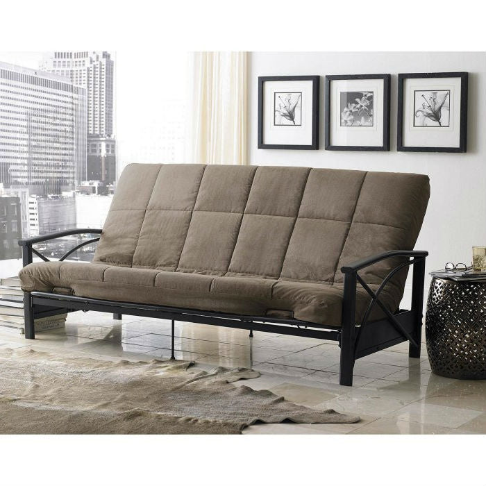 Full size 8-inch Thick Futon Mattress in Khaki Light Brown Color