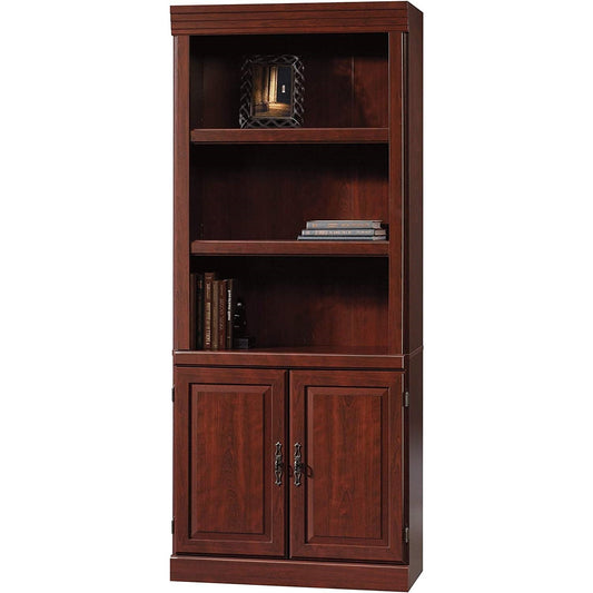71-inch High 3-Shelf Wooden Bookcase with Storage Drawer in Cherry Finish — Chic Home-Decor