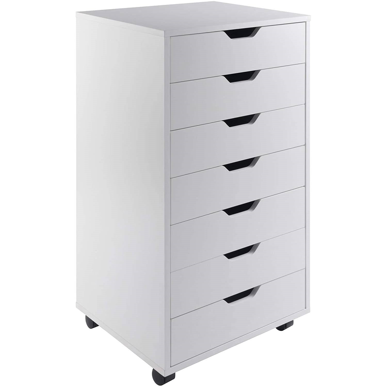 Modern Scandinavian Style 7-Drawer Storage Cabinet Chest in White Finish — Chic Home-Decor