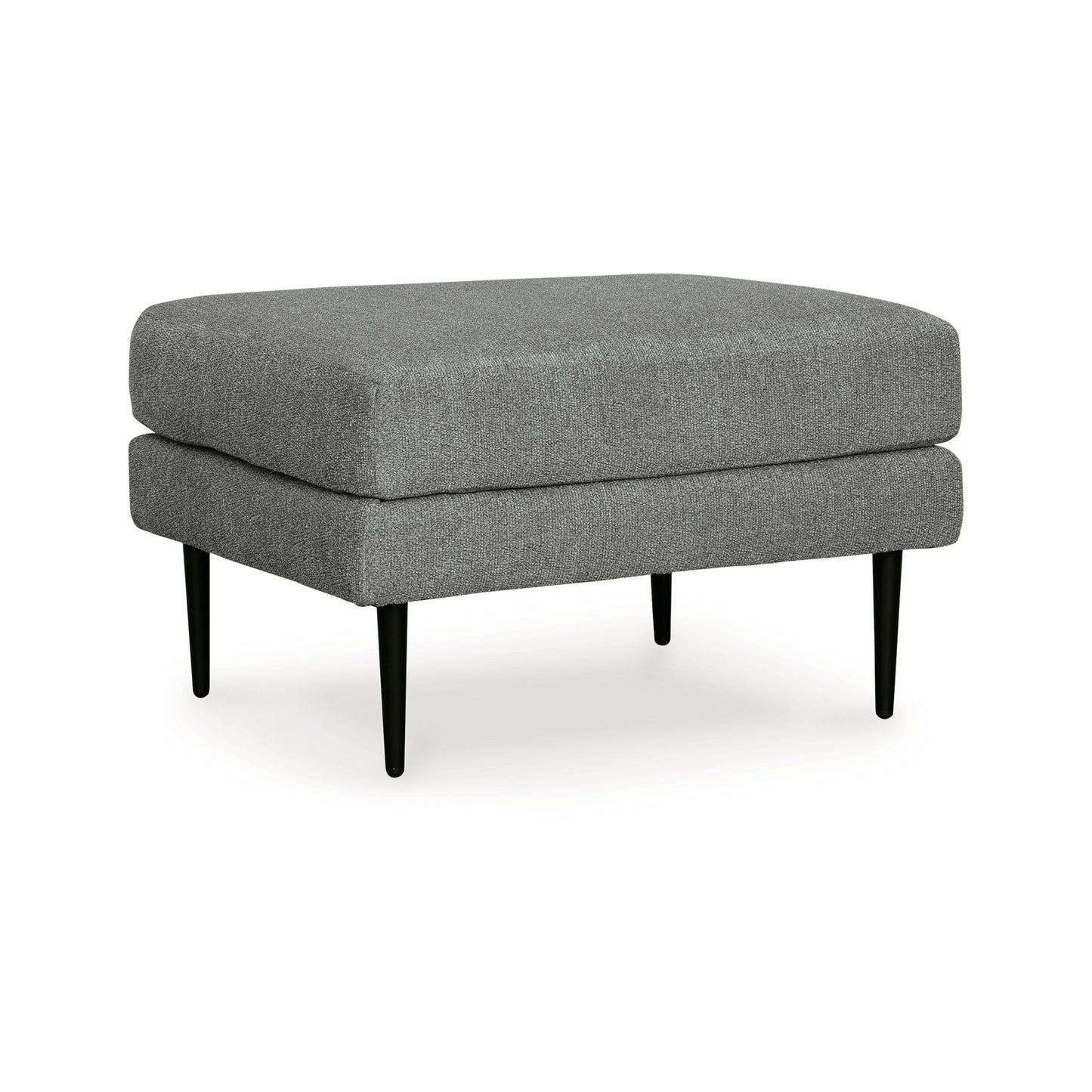 Haez Ottoman, Charcoal Gray Polyester, Tapered Black Legs, 30 Inch