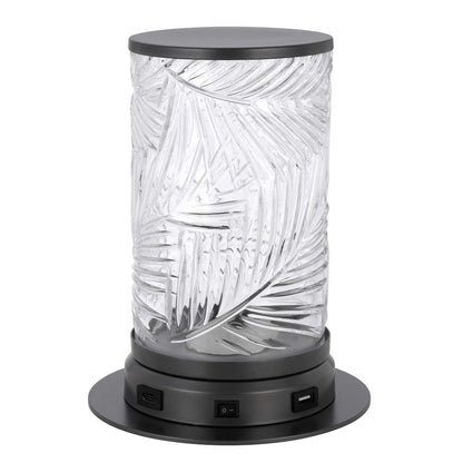 Hem 9 Inch Accent Lamp, LED, Leaf Pattern Glass Shade, Gray Metal Finish