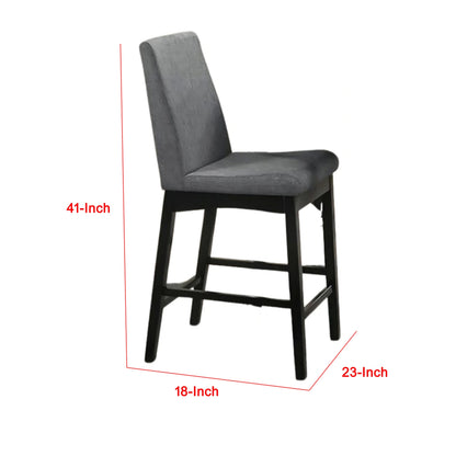 Heni Counter Height Chair, Gray Polyester Cushions, Dark Walnut Brown