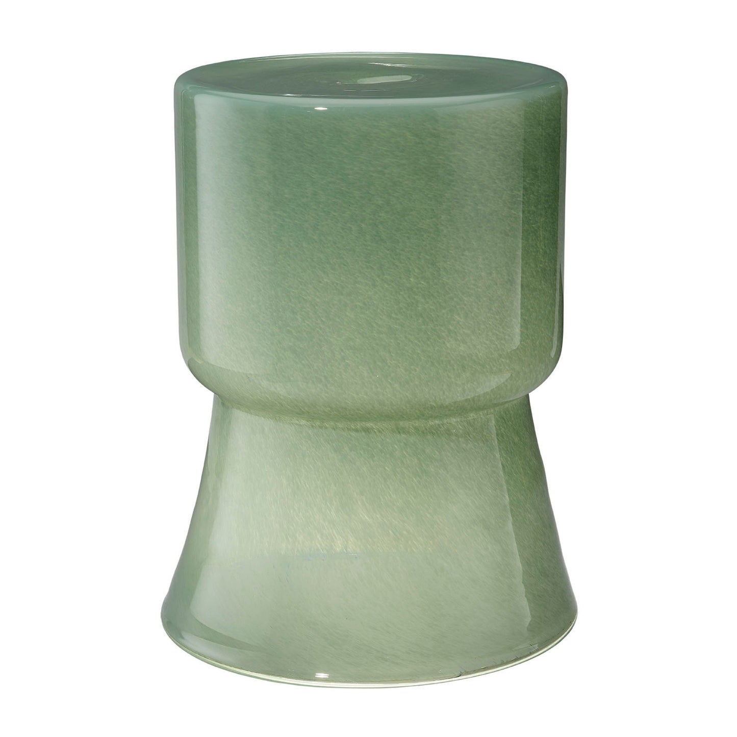 Hery Garden Side Table Stool, Hourglass, Glossy Blue Soda Lime Glass