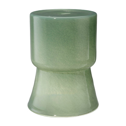 Hery Garden Side Table Stool, Hourglass, Glossy Blue Soda Lime Glass