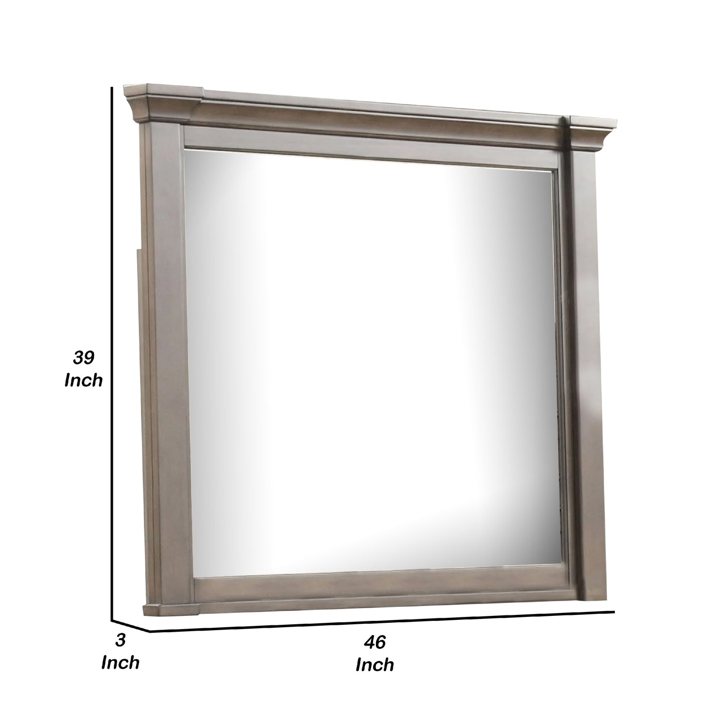 Huder Dresser Mirror, Beveled Glass, Dark Walnut Brown Wood, 39x46