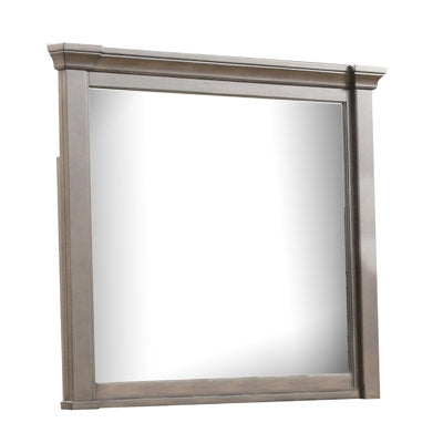 Huder Dresser Mirror, Beveled Glass, Dark Walnut Brown Wood, 39x46