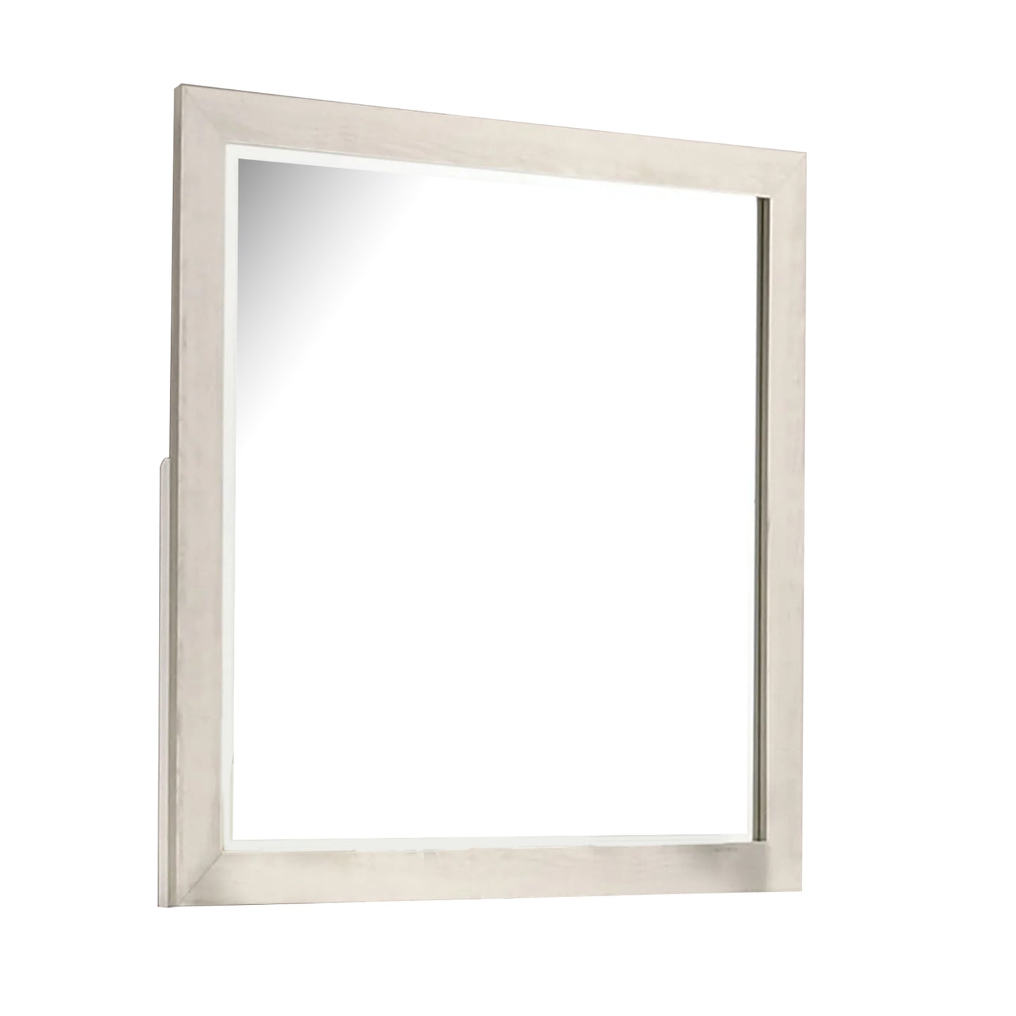 Hyao Dresser Mirror, White Wash Veneer, 38 Inch Square Frame