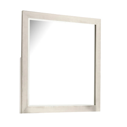 Hyao Dresser Mirror, White Wash Veneer, 38 Inch Square Frame