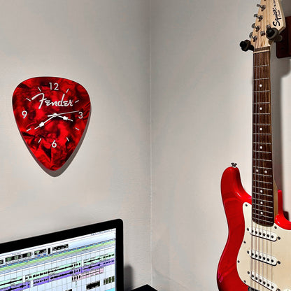 Fender Guitar Pick Wall Clock, Red