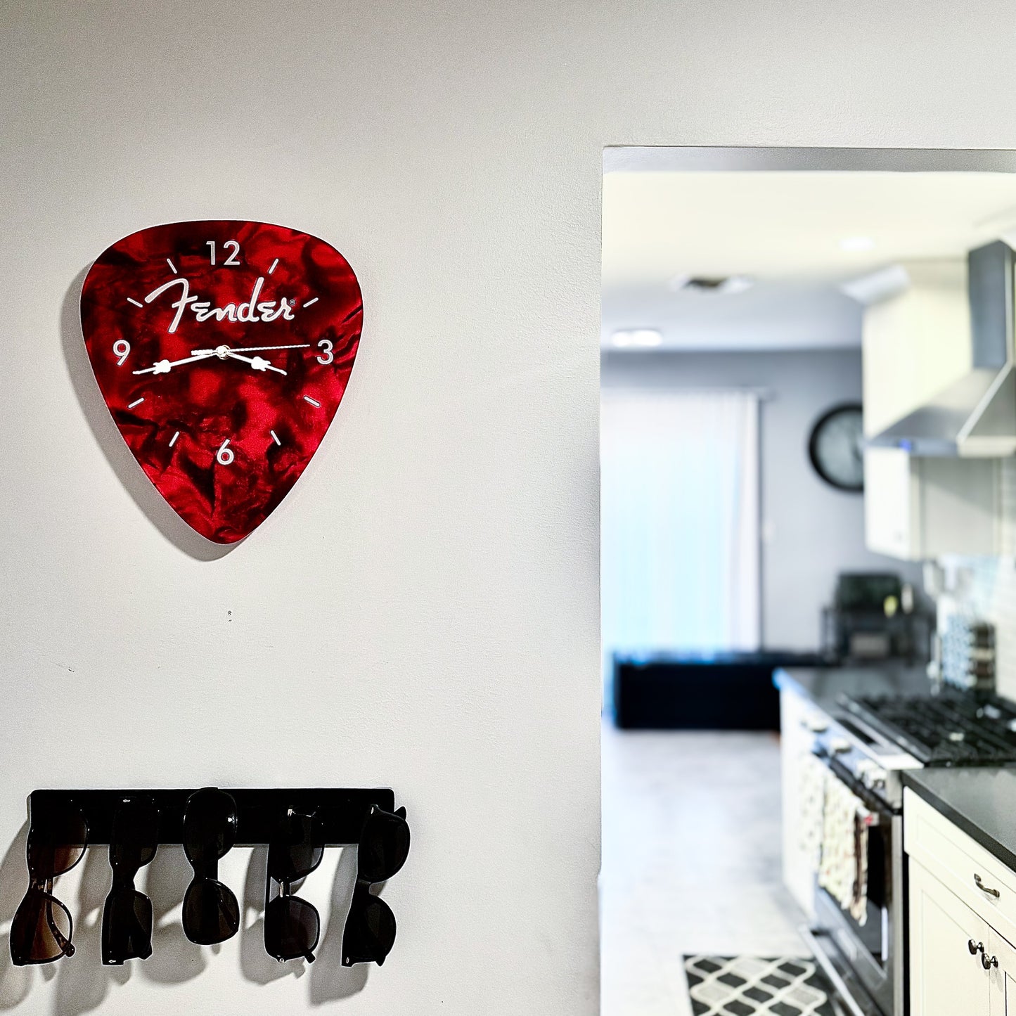 Fender Guitar Pick Wall Clock, Red