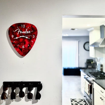 Fender Guitar Pick Wall Clock, Red
