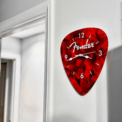 Fender Guitar Pick Wall Clock, Red