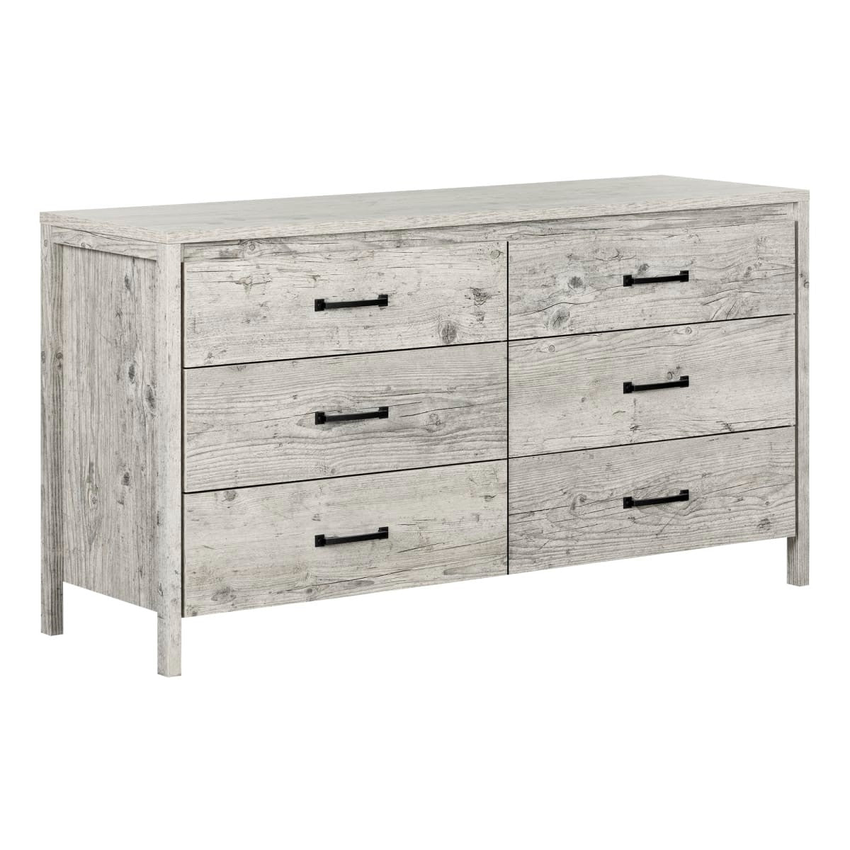 Modern Washed Pine 6 Drawer Double Dresser — Chic Home-Decor