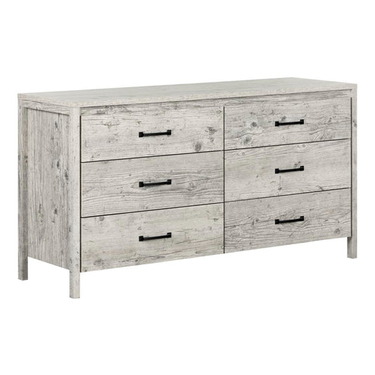 Modern Washed Pine 6 Drawer Double Dresser — Chic Home-Decor