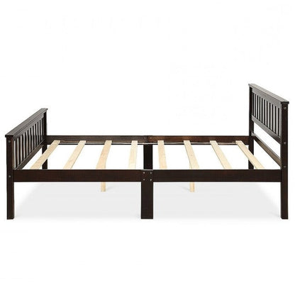 Modern Espresso Solid Pine Wooden Platform Bed Frame -  Full Size