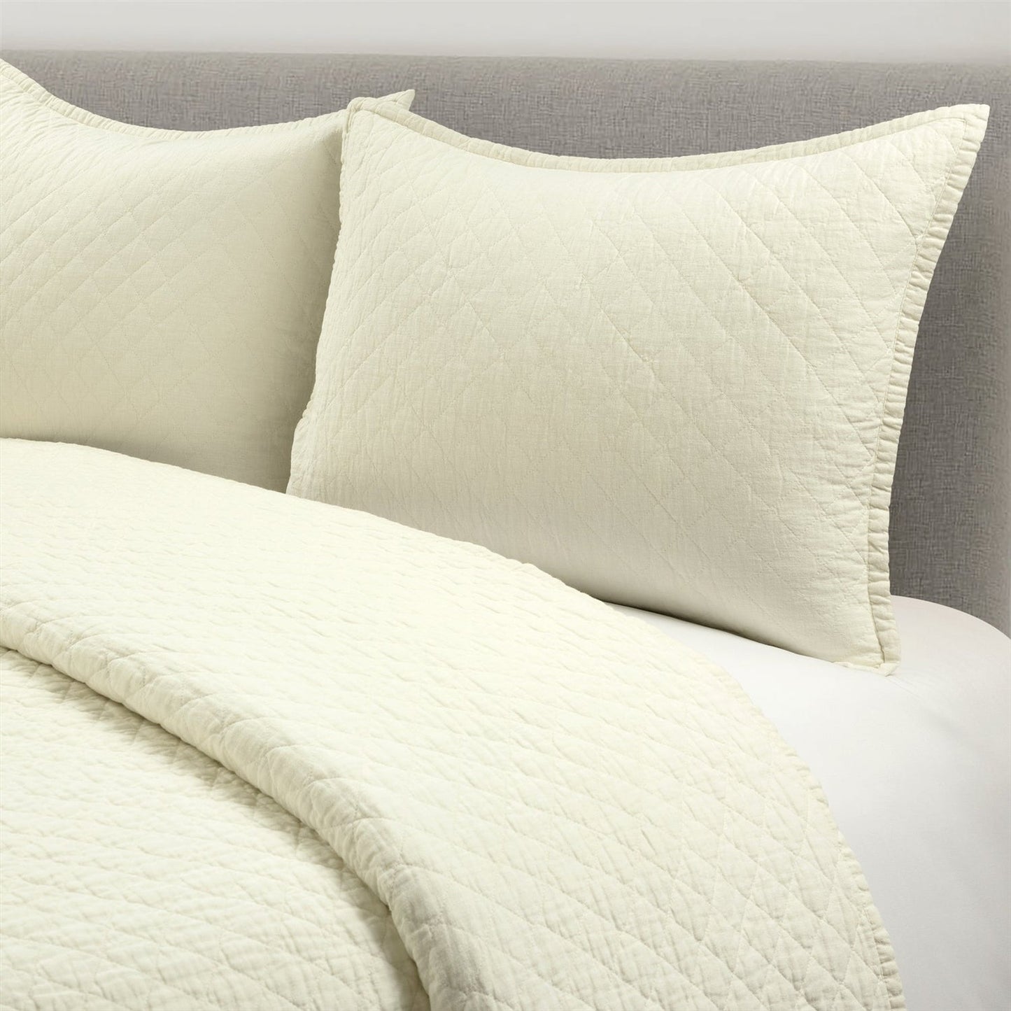Full/Queen Lightweight Cotton Linen Ivory Textured Reversible 3-Piece Quilt Set — Chic Home-Decor
