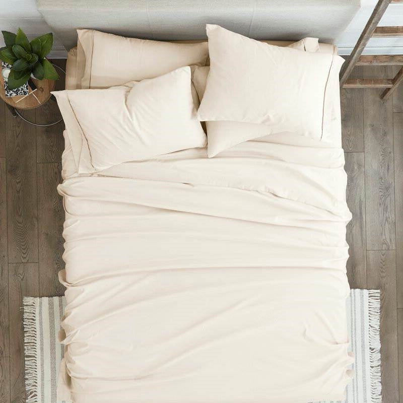Twin XL Ivory Beige 4-Piece Wrinkle Resistant Microfiber/Polyester Sheet Set — Chic Home-Decor