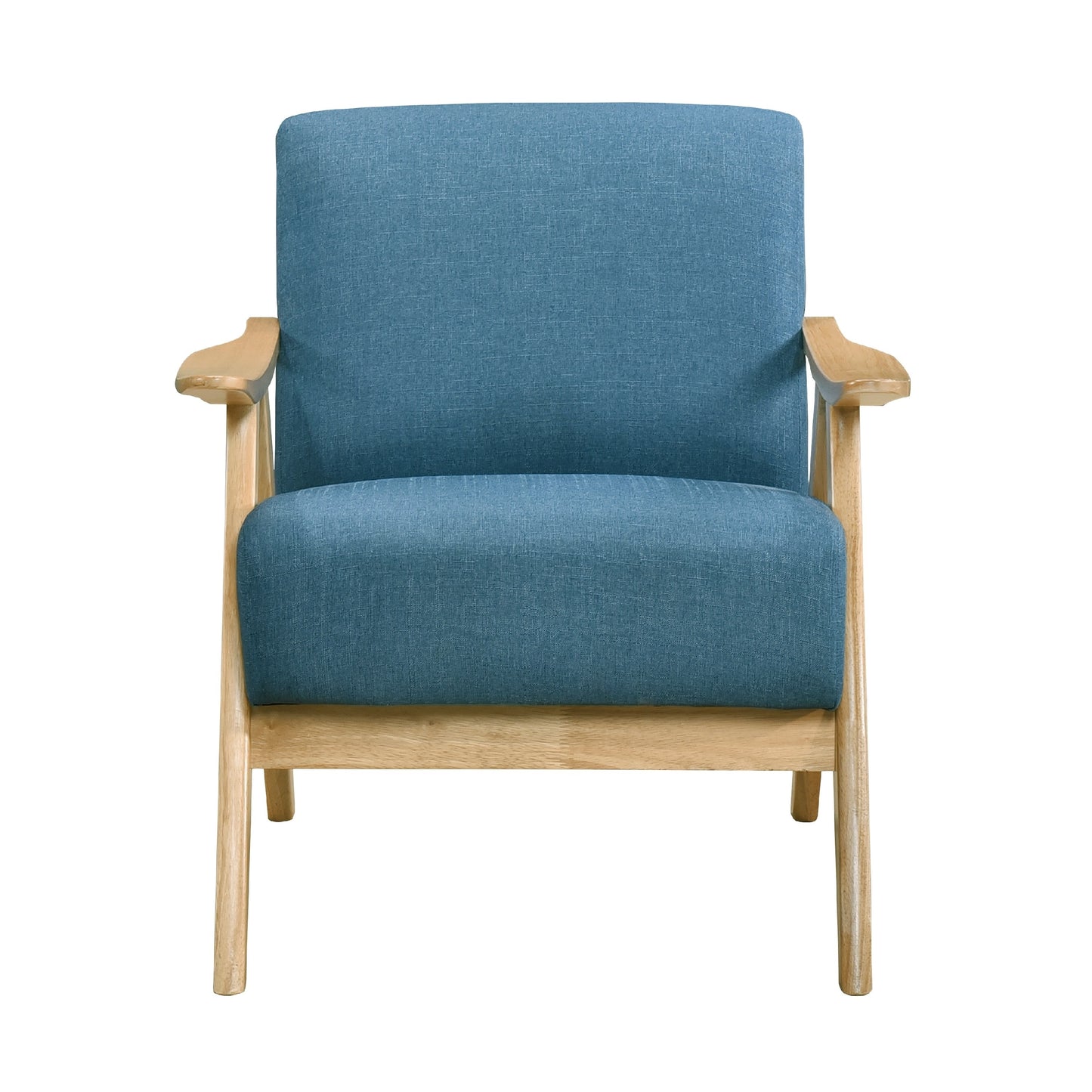 Indy Accent Club Armchair, Blue Textured, Solid Rubberwood Frame