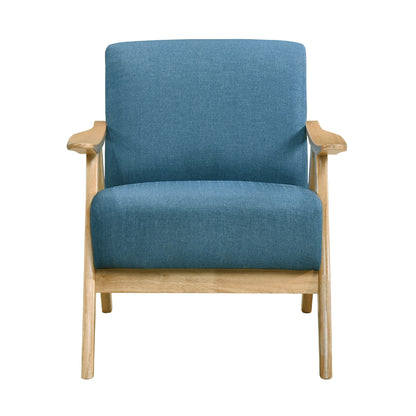 Indy Accent Club Armchair, Blue Textured, Solid Rubberwood Frame