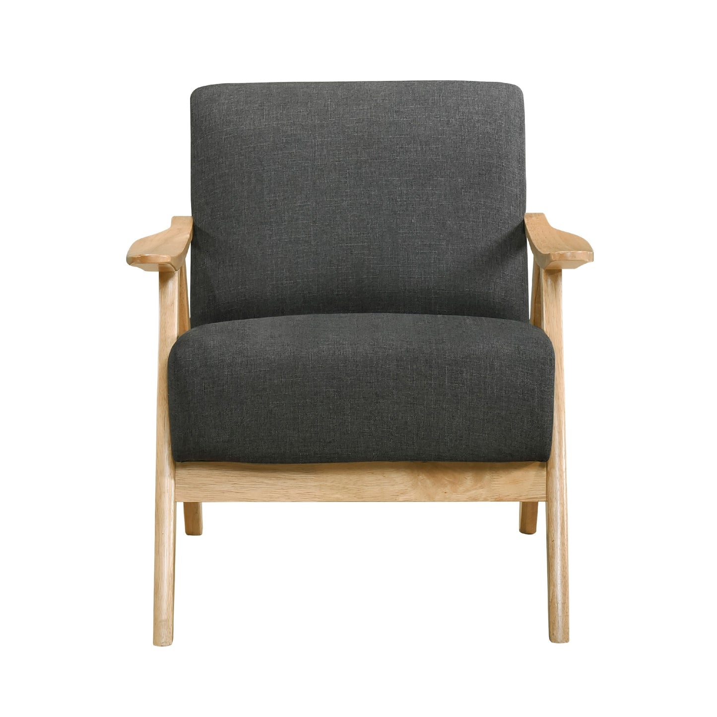 Indy Accent Club Armchair, Dark Gray Textured, Solid Rubberwood Frame