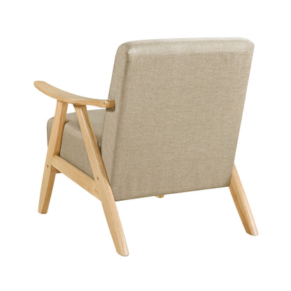 Indy Accent Club Armchair, Light Brown Textured, Solid Rubberwood
