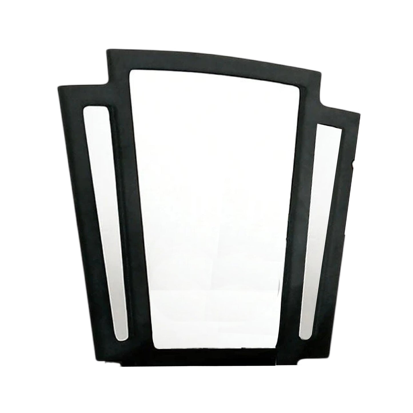 Ino Dresser Mirror, 44 Inch Black Fabric Upholstered 3 Panel Frame