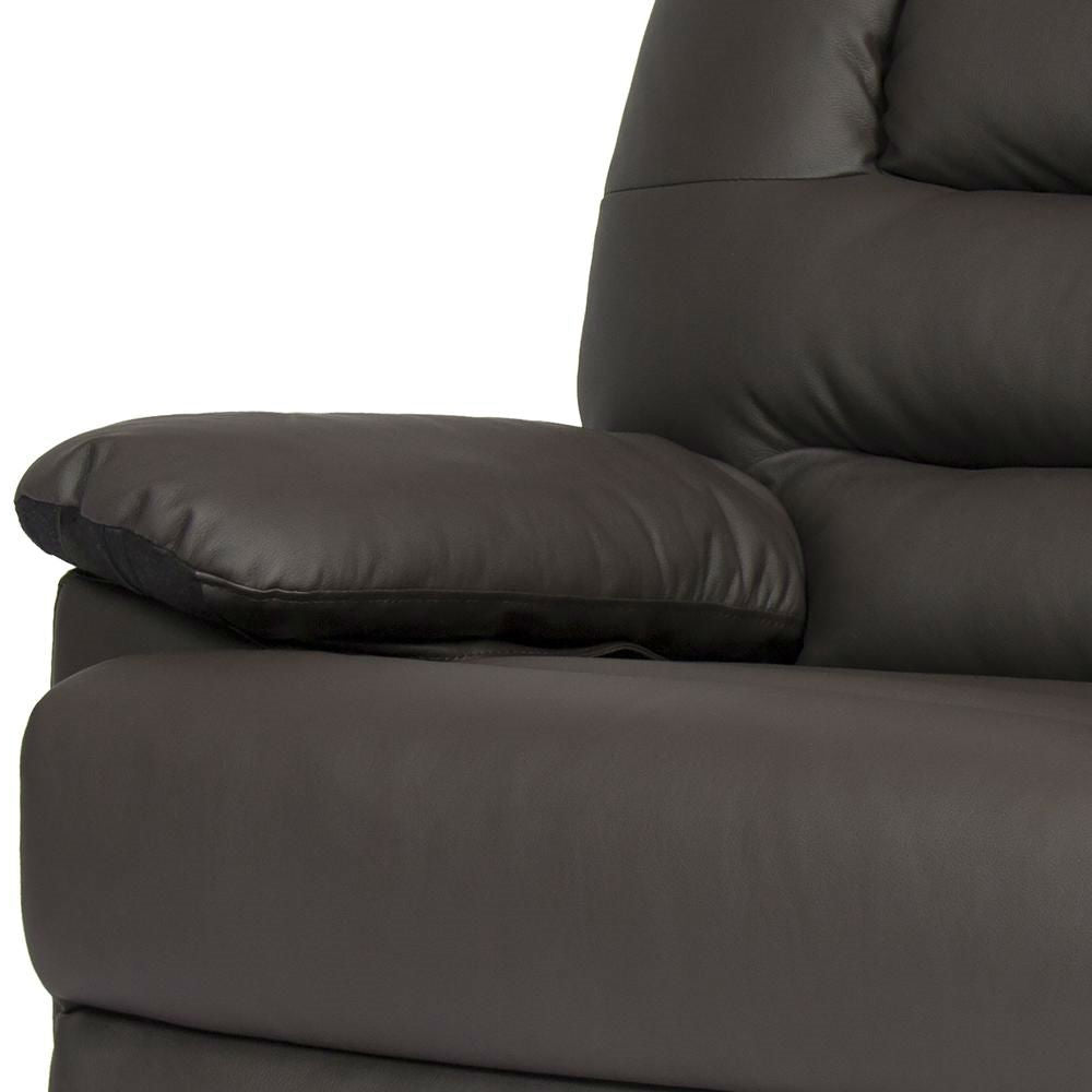Sturdy Brown Padded Faux Leather Rocking Recliner Chair